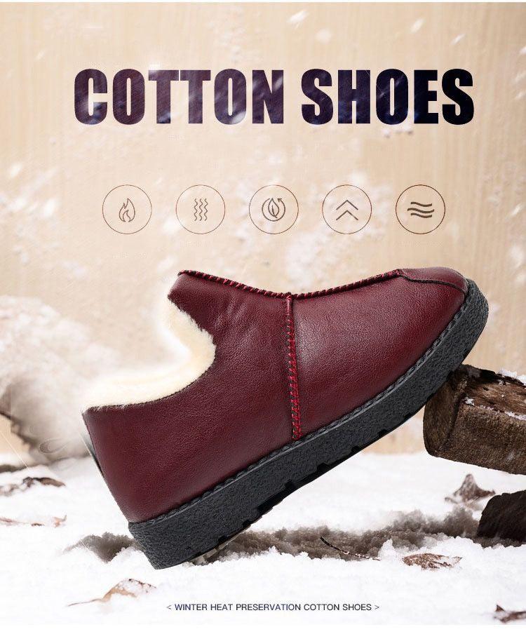 Stevvex women winter warm plush leather boots burgundy with fur lining and thick black sole on Tampa Home & Garden Store