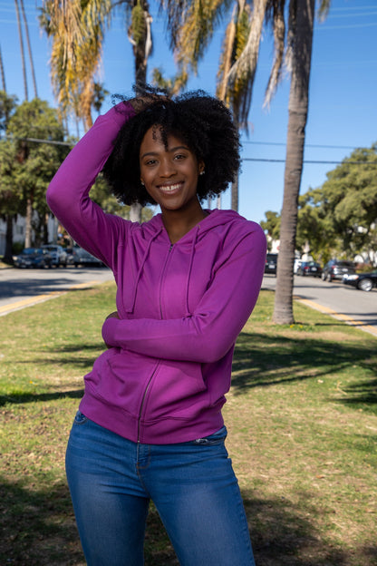 Women's Bamboo French Terry Zip Hooded Sweatshirt purple hoodie by Spun Bamboo on Tampa Home & Garden Store