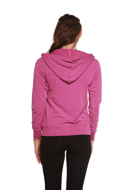Women's bamboo French Terry zip hoodie pink back view Spun Bamboo on Tampa Home & Garden Store
