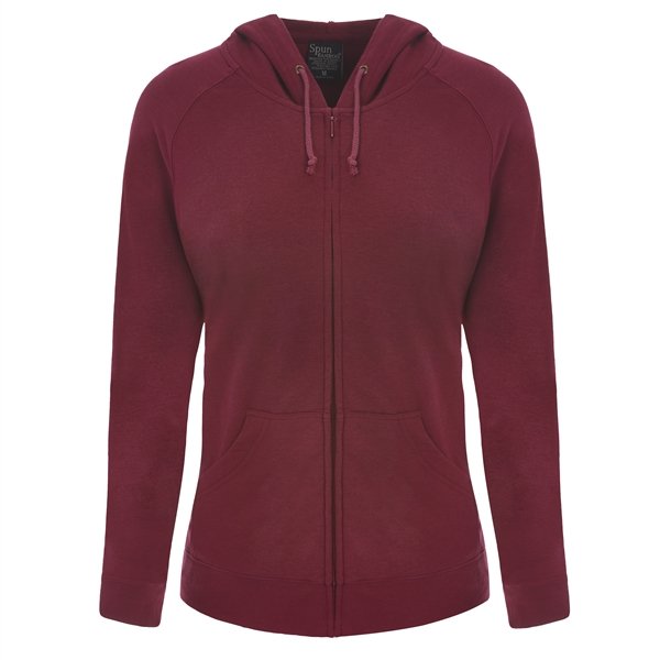 Women's bamboo French Terry zip hooded sweatshirt burgundy with front pockets Spun Bamboo on Tampa Home & Garden Store