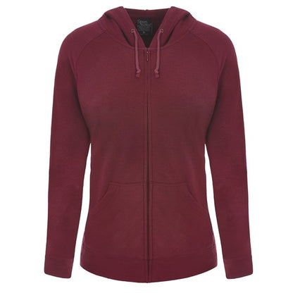 Women's bamboo French Terry zip hooded sweatshirt burgundy with front pockets Spun Bamboo on Tampa Home & Garden Store
