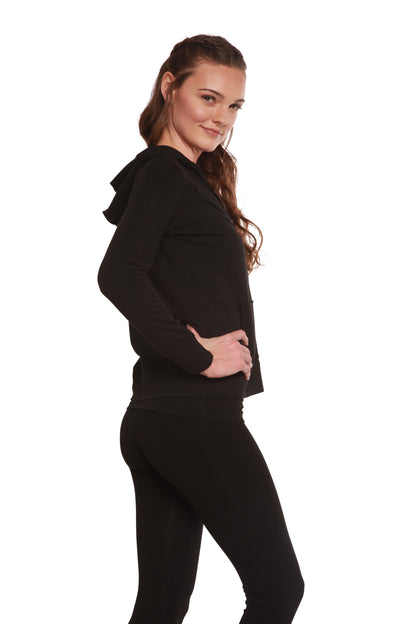 Women's Bamboo French Terry Zip Hooded Sweatshirt black hoodie Spun Bamboo on Tampa Home & Garden Store