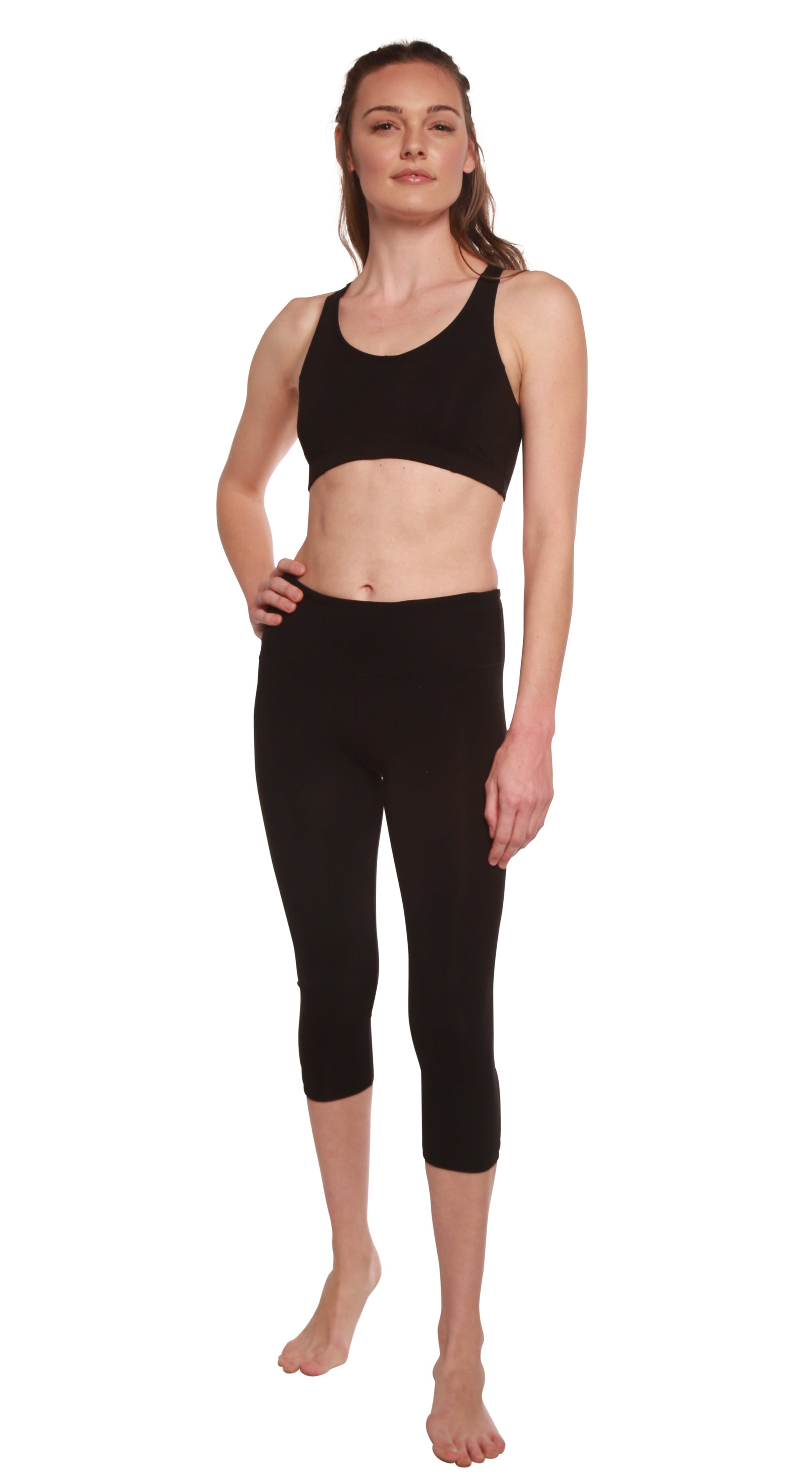 Women's Bamboo Viscose/Cotton Capri Leggings Spun Bamboo in black, capri-length activewear pants on Tampa Home & Garden Store