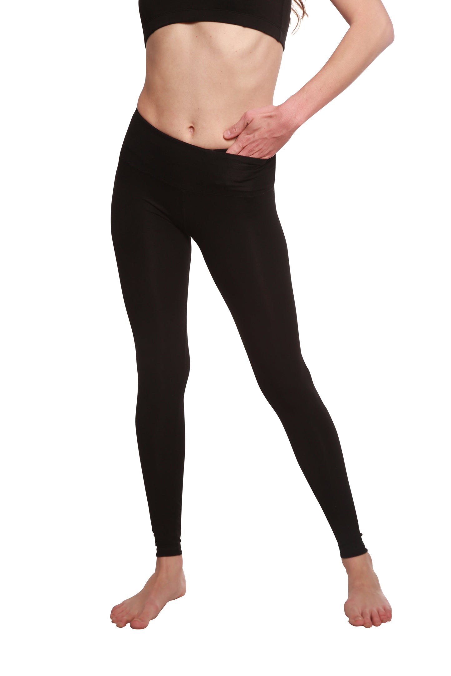 Womens bamboo/cotton full-length leggings in black by Spun Bamboo, activewear on Tampa Home & Garden Store