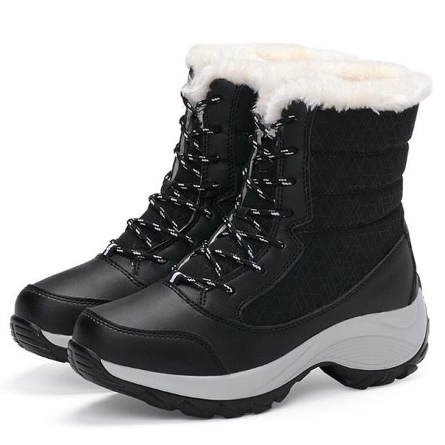 Womens waterproof winter boots by Stevvex, black ankle hiking boots, non-slip sole on Tampa Home & Garden Store