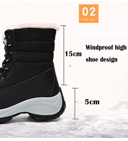 Stevvex women's waterproof winter boots black fur-lined ankle boot with non-slip sole on Tampa Home & Garden Store