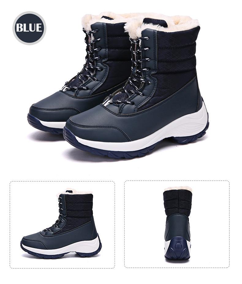Stevvex blue waterproof winter boots with fur lining, ankle boot, non-slip sole on Tampa Home & Garden Store