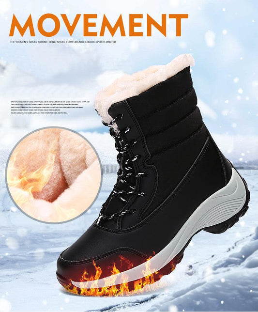 Womens Stevvex waterproof snow boots black with thick fur lining and rugged non-slip sole on Tampa Home & Garden Store