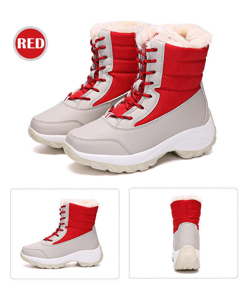Stevvex Womens Boots waterproof winter red upper fur lining non-slip sole on Tampa Store on Tampa Home & Garden Store