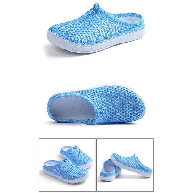 Stevvex women's breathable blue mesh slip-on clogs on Tampa Home & Garden Store