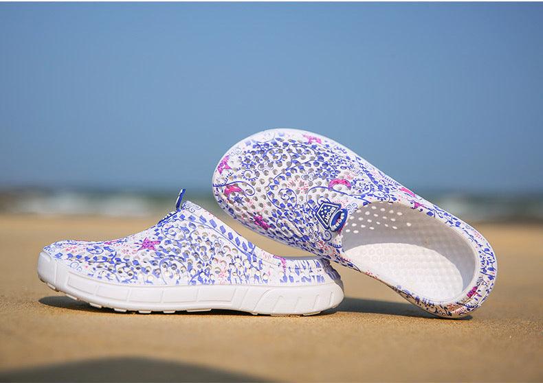 Stevvex womens casual slippers floral purple beach sandals 2-piece set on Tampa Home & Garden Store