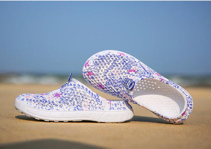 Stevvex womens casual slippers floral purple beach sandals 2-piece set on Tampa Home & Garden Store