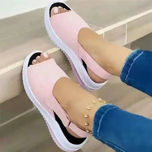 Womens Stevvex pink sandals ST12144JRE with buckle strap casual summer flats on Tampa Home & Garden Store