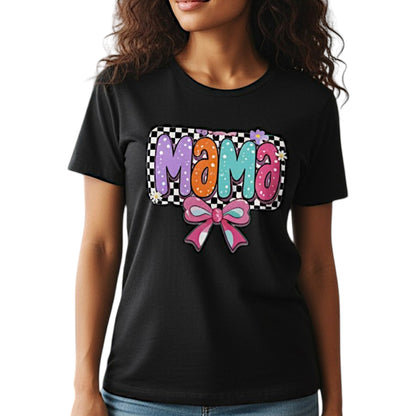 Cute Bow Graphic Mama Cotton Tee For Mommy