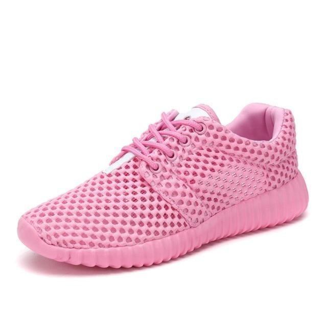 Stevvex women's pink mesh lace-up athletic sneakers lightweight breathable walking shoes on Tampa Home & Garden Store