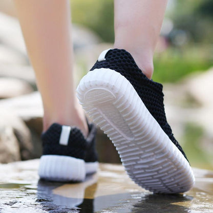 Stevvex Womens Fashion Casual Sneakers black mesh lace-up athletic shoes on Tampa Home & Garden Store