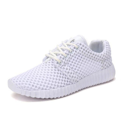 Womens white mesh lace-up sneakers, lightweight breathable casual walking shoes on Tampa Home & Garden Store