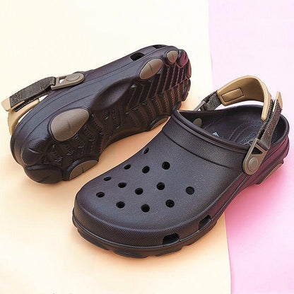 Comfy non-slip beach clogs by Stevvex, perforated upper with back strap and rugged sole on Tampa Home & Garden Store
