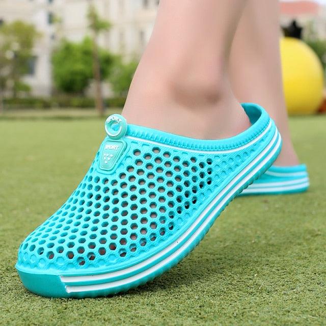 Womens turquoise EVA hollow-out sandals with breathable perforated upper by Stevvex on Tampa Home & Garden Store