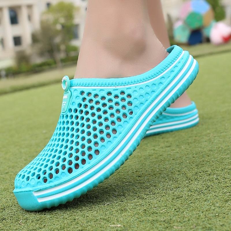 Womens turquoise breathable hollow-out EVA sandals pair by Stevvex on Tampa Home & Garden Store
