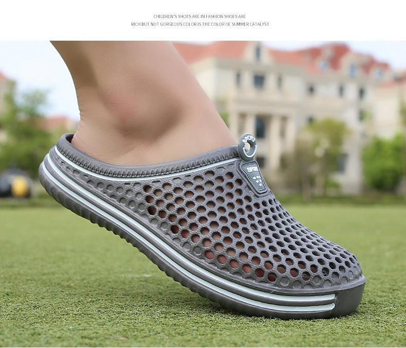 Stevvex Womens Sandals hollow-out mesh upper gray EVA massage sole on Tampa Home & Garden Store