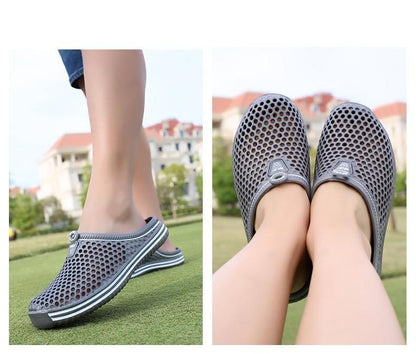 Stevvex grey mesh sandals with breathable hollow-out design and EVA massage sole on Tampa Home & Garden Store