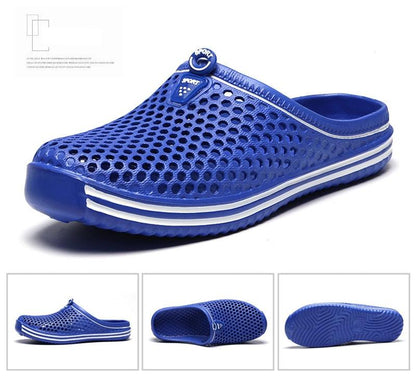 Stevvex blue hollow-out EVA sandals slip-on with breathable perforations and massaging sole on Tampa Home & Garden Store