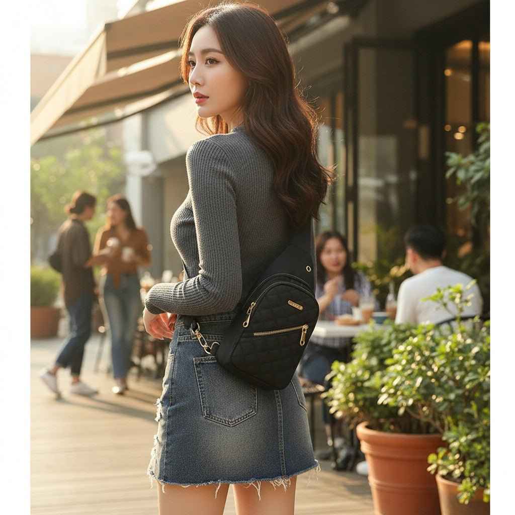 Women's Nylon Crossbody Bag for Travel and Hiking
