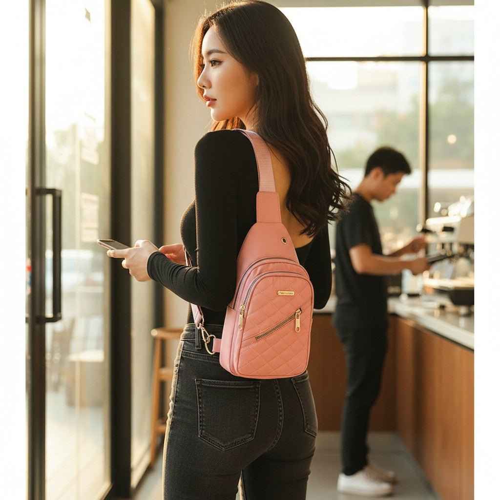 Women's Nylon Crossbody Bag for Travel and Hiking