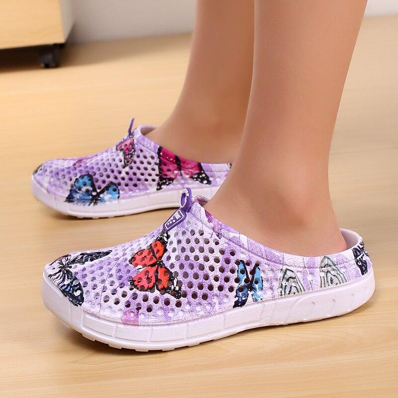 Stevvex women's slip-on quick-dry water clogs, lavender mesh breathable slippers on Tampa Home & Garden Store
