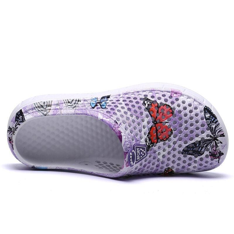 Womens slip-on quick-dry water clog with butterfly print and breathable mesh Stevvex on Tampa Home & Garden Store