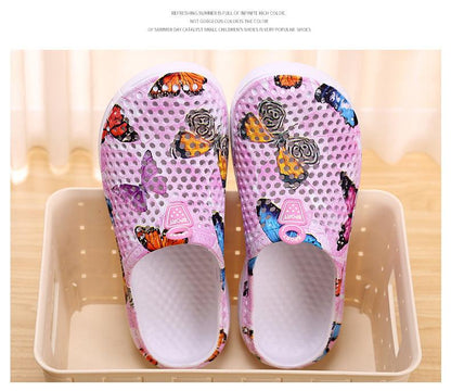 Stevvex womens slip-on quick-dry water clogs pink butterfly mesh slippers on Tampa Home & Garden Store
