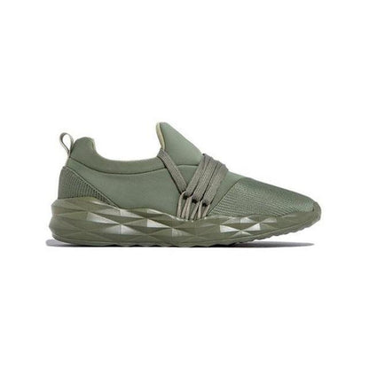 Womens Stevvex green knit sneakers with geometric chunky sole and wraparound straps on Tampa Home & Garden Store