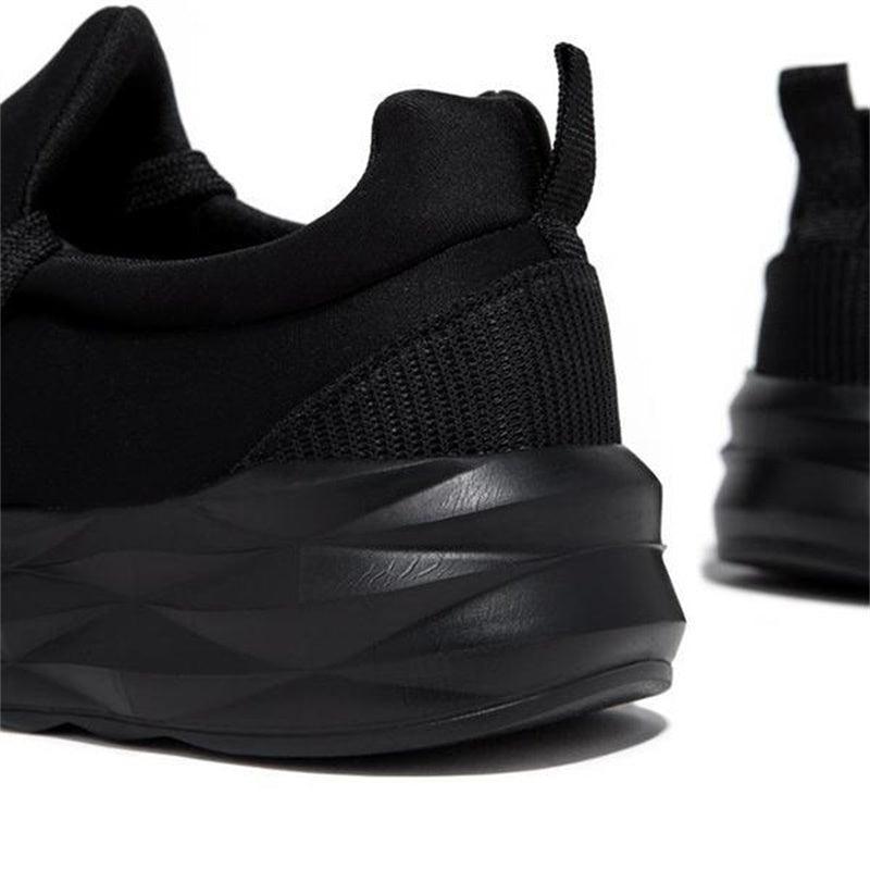 Womens Stevvex Sneakers black breathable knit upper with cushioned chunky sole for walking on Tampa Home & Garden Store