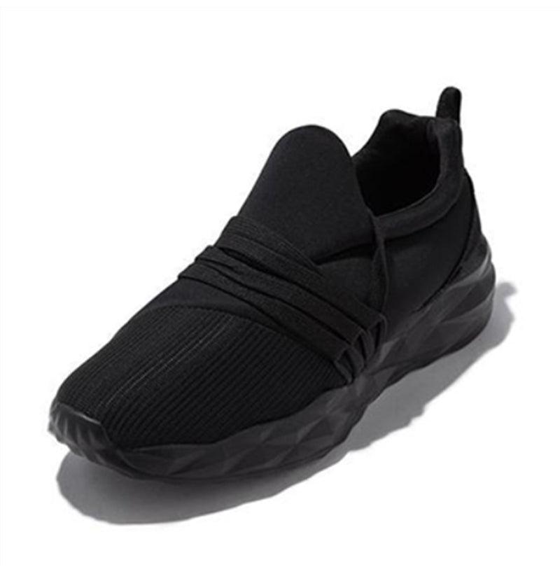 Womens Stevvex sneakers black breathable knit upper elastic strap cushioned sole on Tampa Home & Garden Store