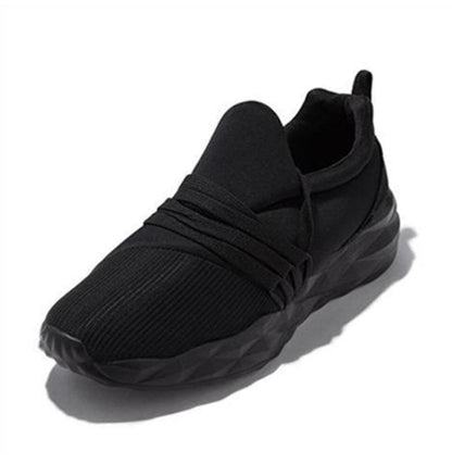 Womens Stevvex sneakers black breathable knit upper elastic strap cushioned sole on Tampa Home & Garden Store