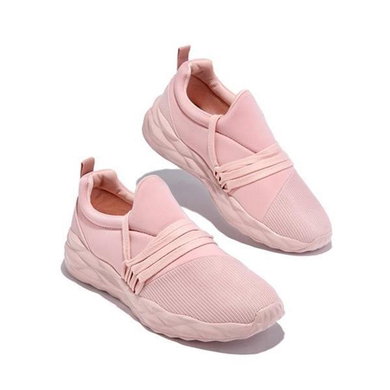 Stevvex womens pink knit sneakers, breathable upper with wrapped strap detail, 2 pairs on Tampa Home & Garden Store