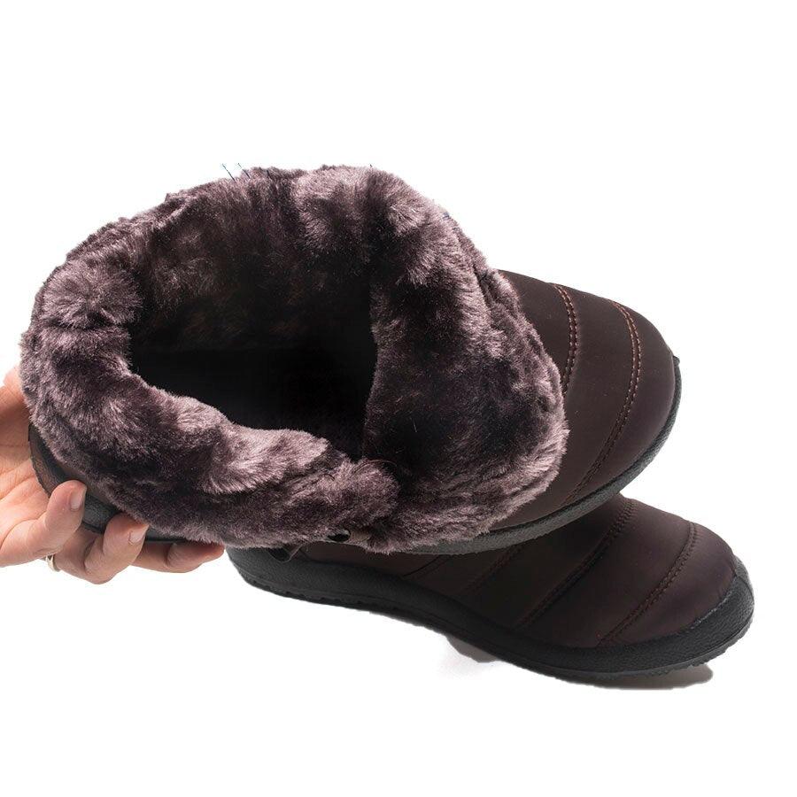 Womens Snow Boots Stevvex brown waterproof ankle boots with plush fur lining on Tampa Home & Garden Store
