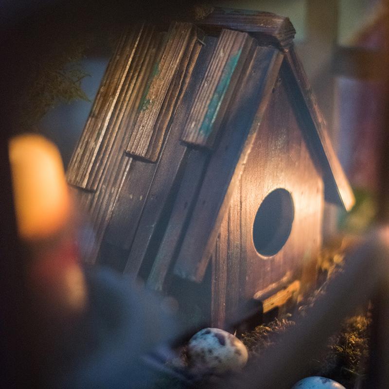 Wood Craft Bird's House Ornament by RusticReach, brown wooden birdhouse with entrance hole on Tampa Home & Garden Store