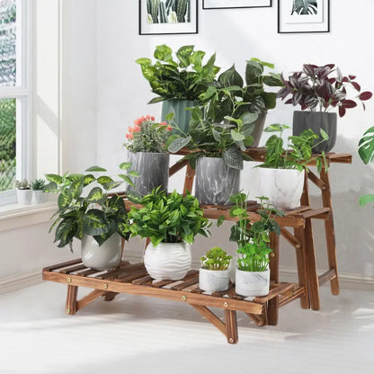 3 Tier Wood Ladder Plant Stand