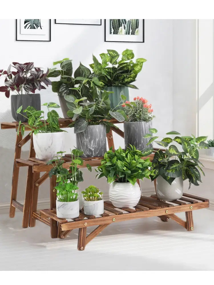 3 Tier Wood Ladder Plant Stand