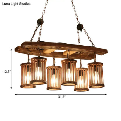 Wood Industrial Island Light pendant with five rustic wooden lanterns Decorbites island light on Tampa Home & Garden Store