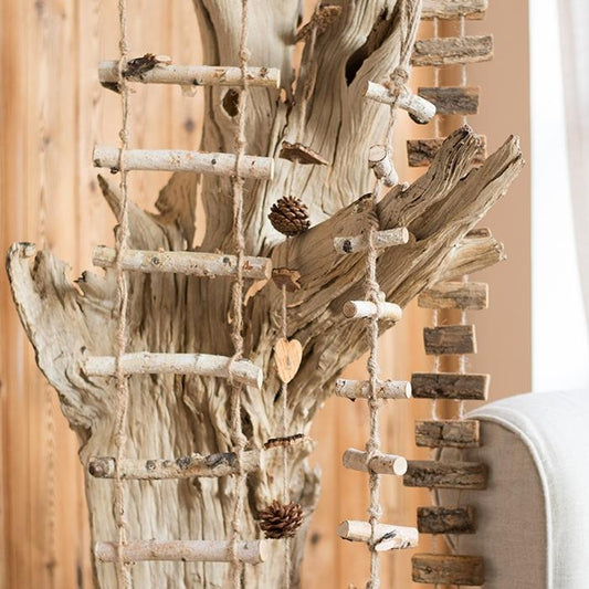Wood string ornament with natural driftwood, rope ladders, pinecone accents RusticReach on Tampa Home & Garden Store