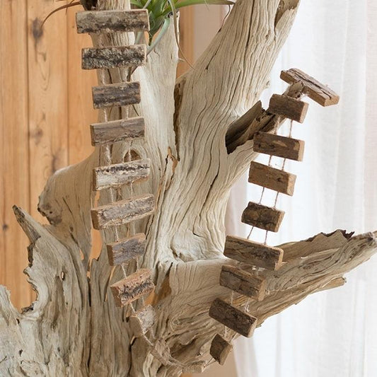 Wood String Ornament by RusticReach with brown wooden blocks on driftwood, two strands on Tampa Home & Garden Store