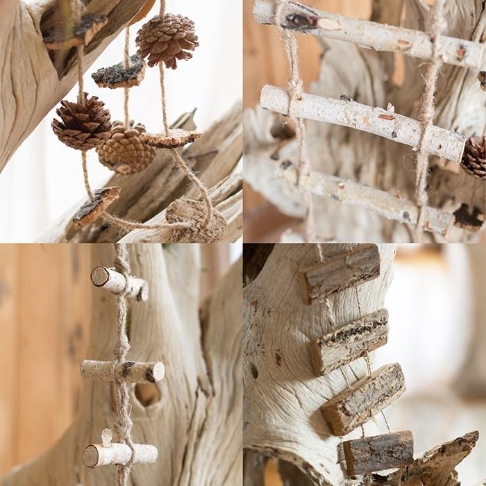 RusticReach wood string ornament with pinecones, twine and small wooden disks on Tampa Home & Garden Store