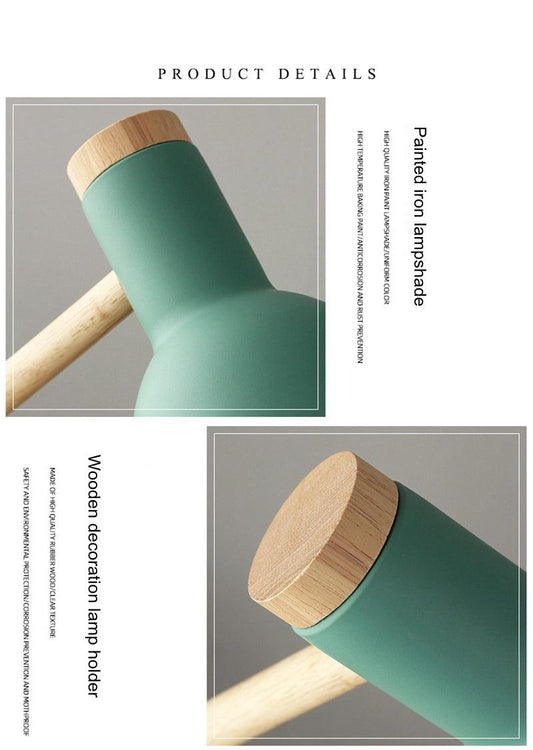 Wooden Desk Lamp Stevvex teal body with wooden cap foldable study light for bedroom decor on Tampa Home & Garden Store