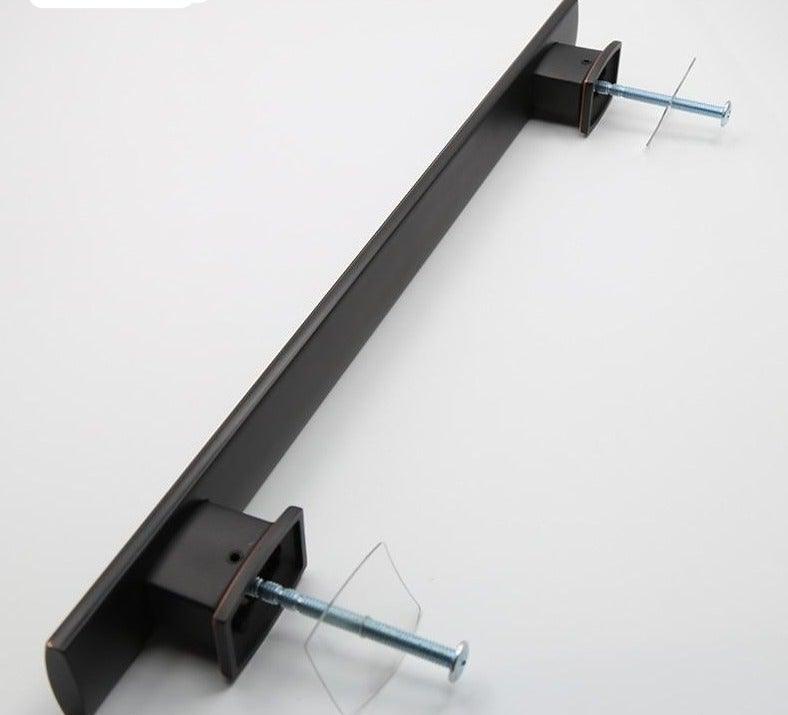 Door pull handle black metal surface-mounted long bar with square mounting blocks and bolts on Tampa Home & Garden Store