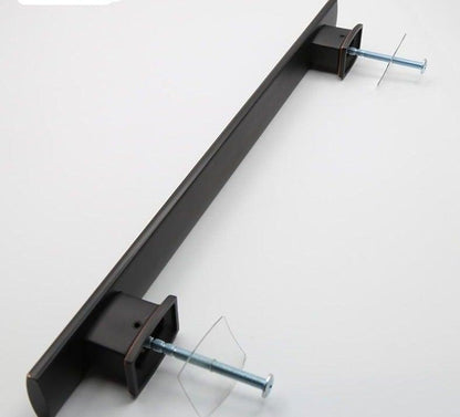 Door pull handle black metal surface-mounted long bar with square mounting blocks and bolts on Tampa Home & Garden Store