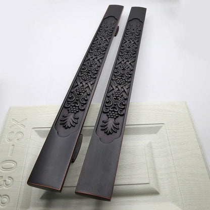 Stevvex antique black door pull handles with ornate floral carving, 2-pack for cabinets on Tampa Home & Garden Store