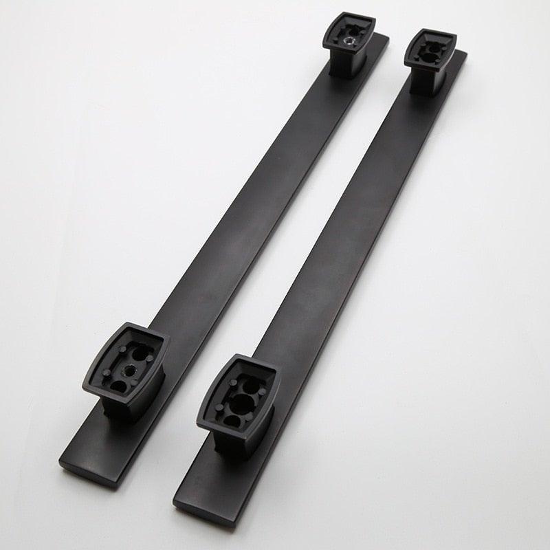 Black barn pull handles for doors and cabinets, long metal pulls with square mounts, pair on Tampa Home & Garden Store